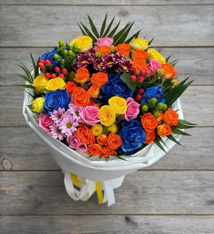 Букет цветов из: Розы и Хризантемы в Кусье-Александровский