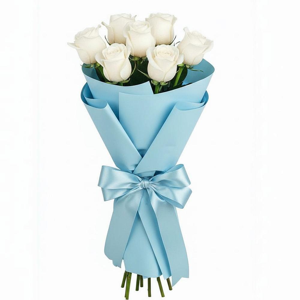 Букет 7 белых роз Проуд в Кусье-Александровский