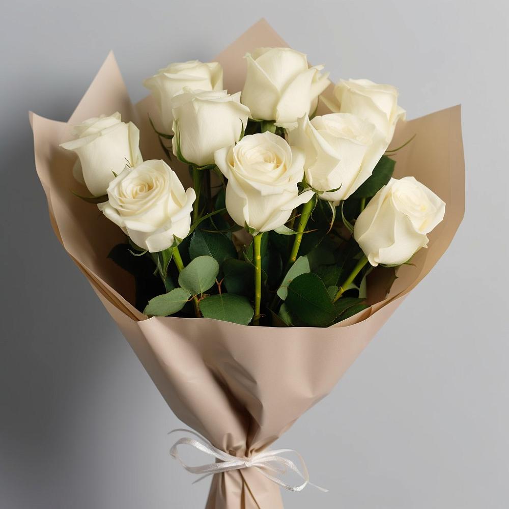 Букет 9 Белых роз Эдлесс Лав в Кусье-Александровский