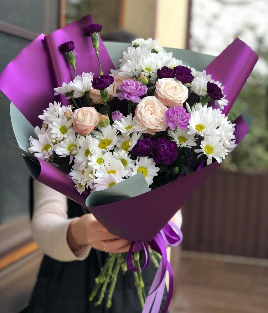 Букет цветов из: Хризантемы, Гвоздики и Розы в Кусье-Александровский