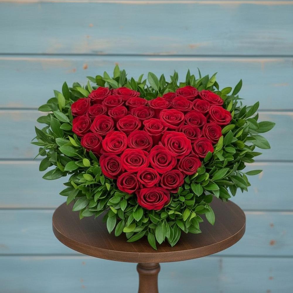 Цветочная композиция из Розы в виде сердца в Кусье-Александровский