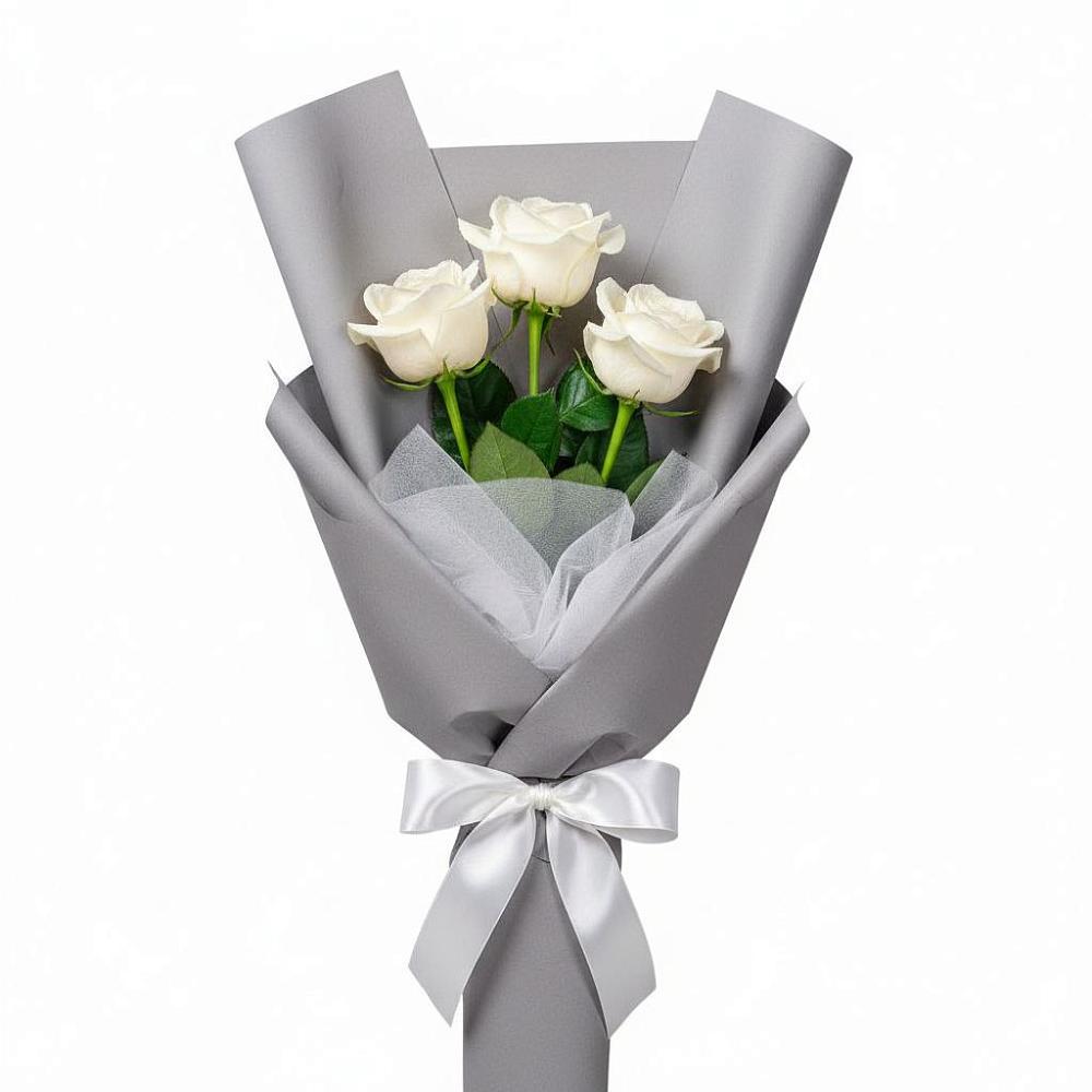 Букет 3 белые розы в Кусье-Александровский