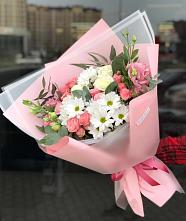 Букет цветов из:  Розы, Лизиантусы и Хризантемы в Кусье-Александровский