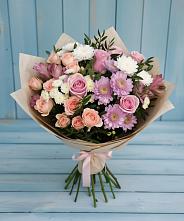 Букет цветов из:  Хризантемы, Розы и Альстромерии в Кусье-Александровский