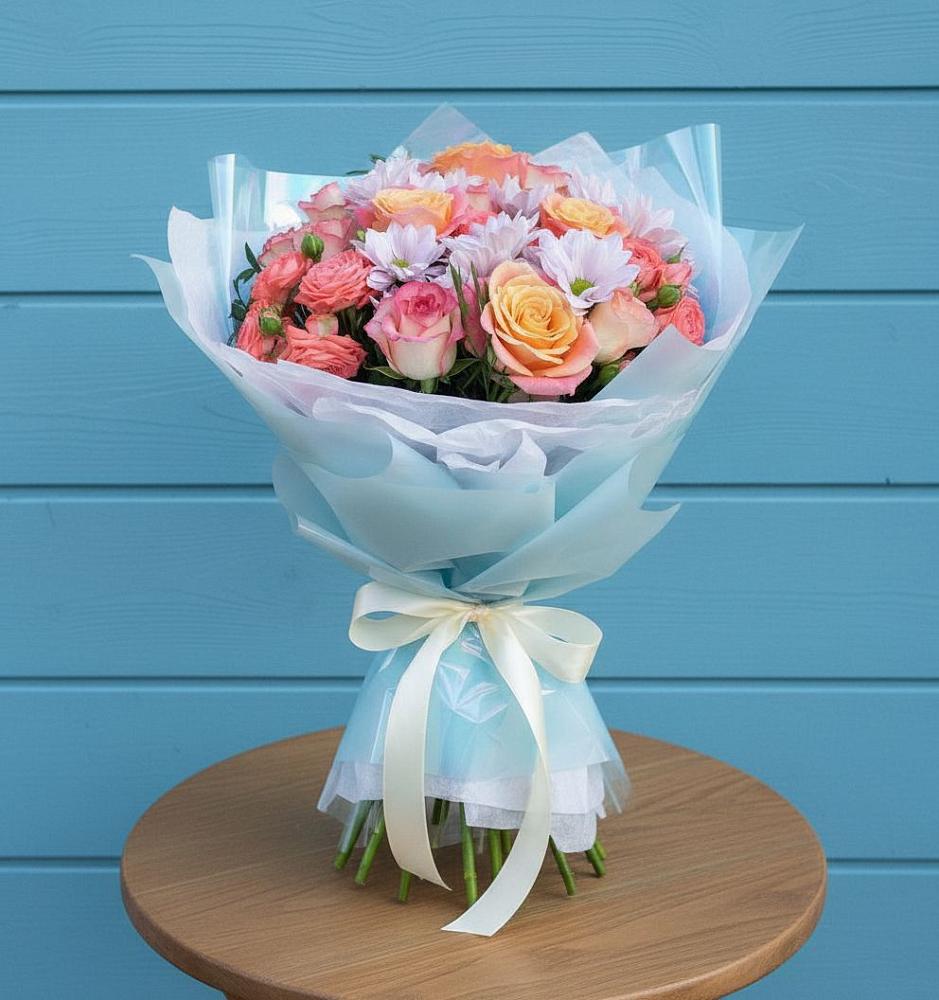 Букет цветов из: Хризантемы и Розы в Кусье-Александровский