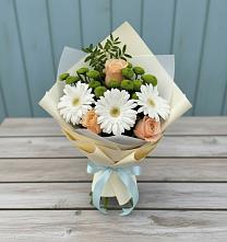Букет цветов из:  Герберы, Розы и Хризантемы в Кусье-Александровский