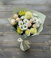 Букет цветов из:  Альстромерии, Розы и Хризантемы в Кусье-Александровский